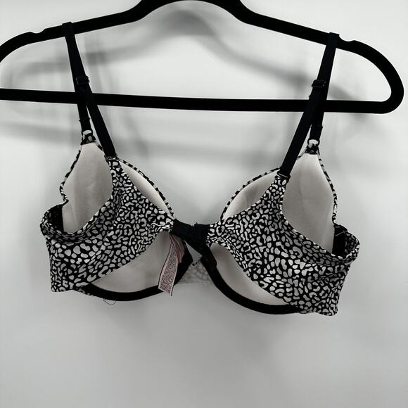 Victoria Secret Perfect Coverage Bra Womens 34C Black Animal Print Underwire - Picture 3 of 10